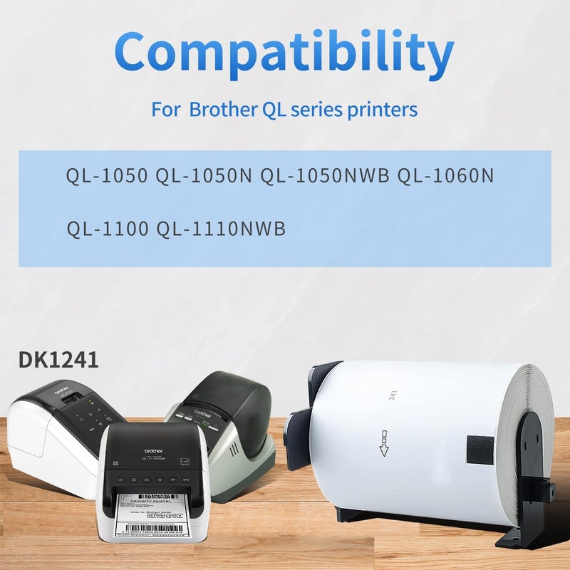 AYMSous 4 Pack DK-1241 DK1241 Die-Cut Wide Shipping Address Label (4" x 6" / 102mm x 152mm) with 2 Reusable Cartridges Paper Replacement for Brother DK-1241 for QL-1050 QL1060N QL1100 QL1110NWB - Image 3